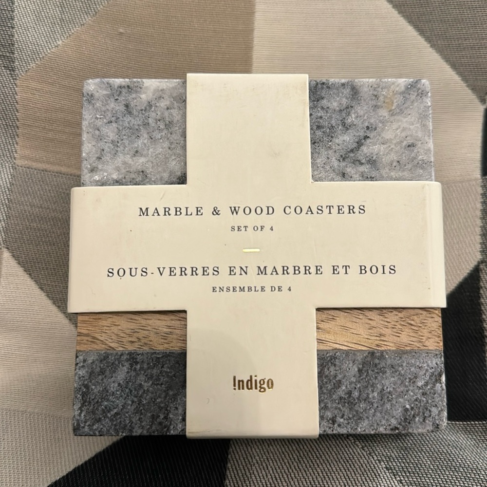Indigo Marble & Wood Coasters